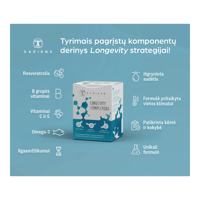 SAPIENS Longevity kompleksas, 60 kapsulių-1