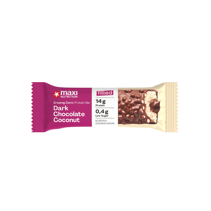Maxi Nutrition Creamy core baltyminis batonėlis su juoduoju šokoladu ir kokosu, 45 g