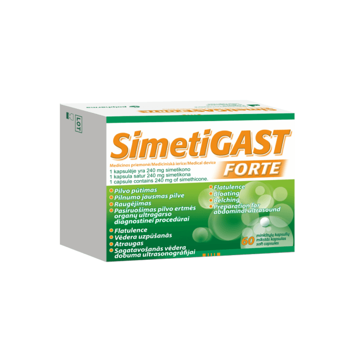 SIMETIGAST FORTE, 240 mg, 60 minkštų kapsulių