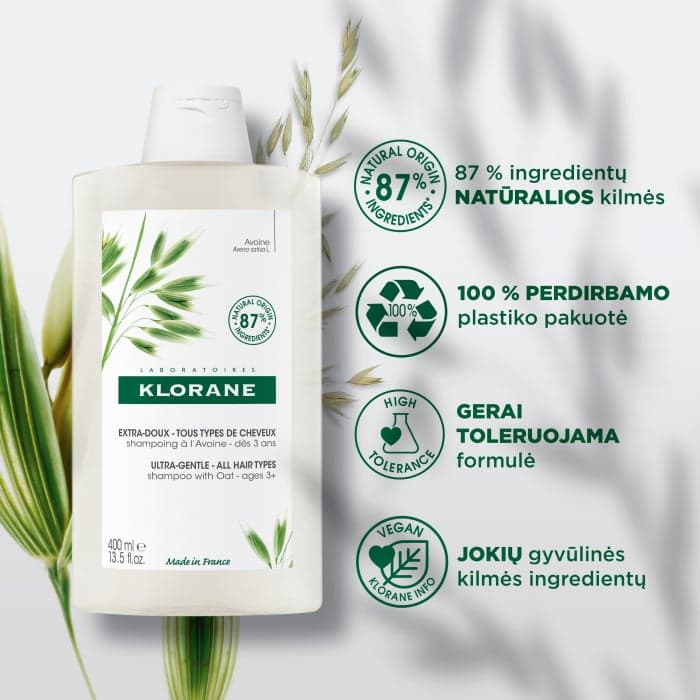 KLORANE šampūnas su avižų pieneliu visai šeimai OAT MILK, 200 ml-1