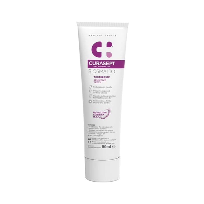 CURASEPT BIOSMALTO kasdienė dantų pasta SENSITIVE TEETH, nuo 7 m., 75 ml-1