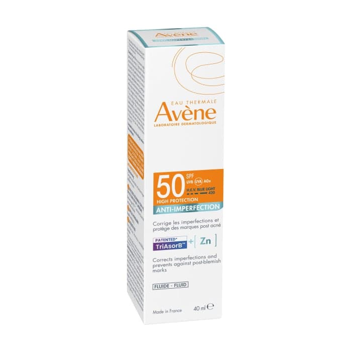 EAU THERMALE AVÈNE SUN ANTI-IMPERFECTION fluidas riebiai ir mišriai odai SPF50+, 40 ml