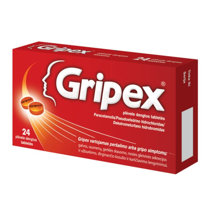 Gripex, plėvele dengtos tabletės, N24