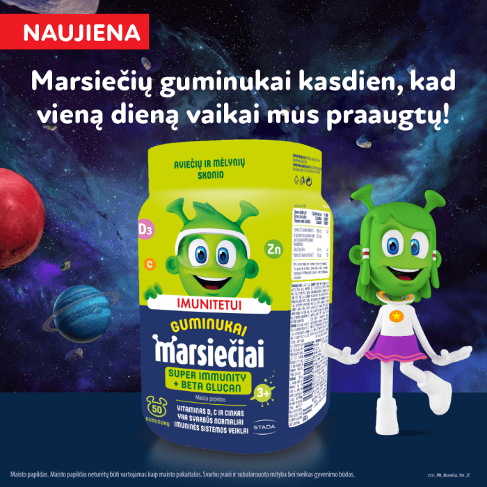 MARSIEČIAI SUPER IMMUNITY su betagliukanais vaikų imunitetui, 50 guminukų-2