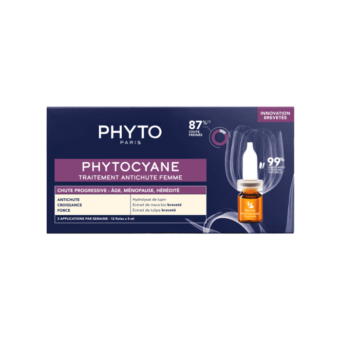 PHYTO plaukų serumas moterims plaukų slinkimui CYANE, 12 ampulių