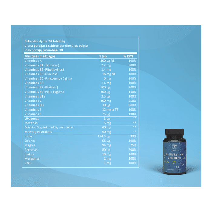 SAPIENS multivitaminai vaikinams (paaugliams), 30 tablečių-2