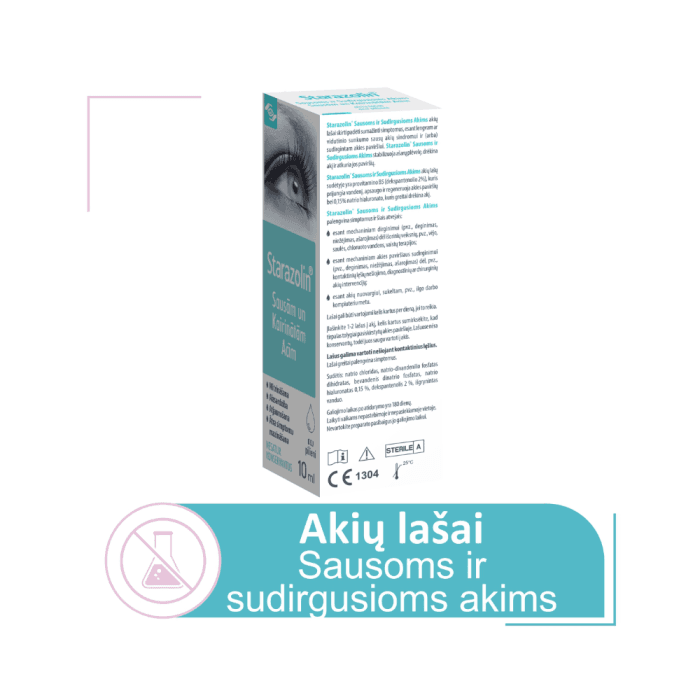 STAROZALIN, sausoms ir sudirgusioms akims akių lašai, 10 ml-1