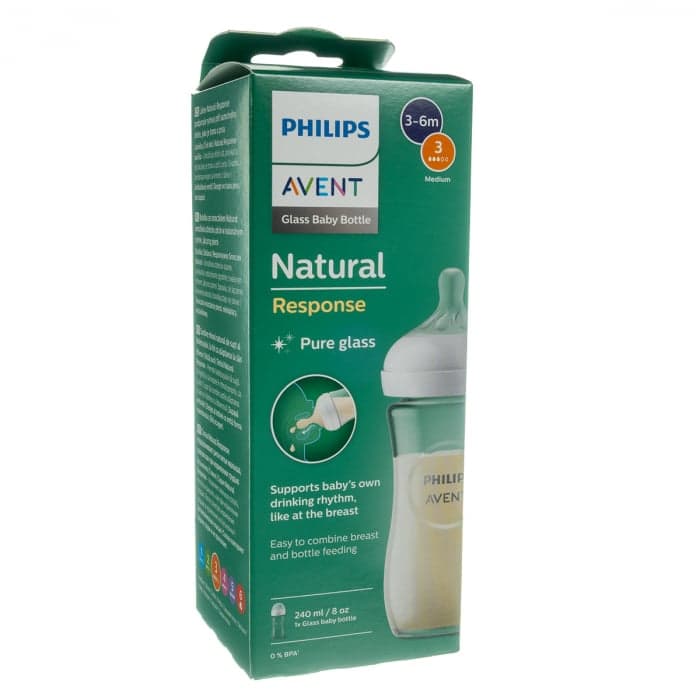 PHILIPS AVENT stiklinis buteliukas NATURAL RESPONSE 240 ml, SCY933/01, 240 ml