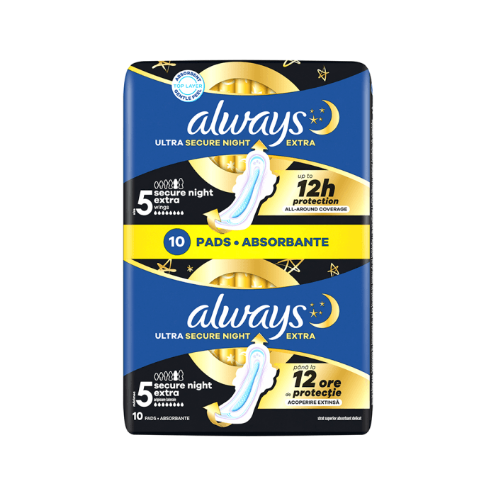 Higieniniai paketai ALWAYS Ultra Secure Night Extra, S5, 10 vnt., 10 vnt.