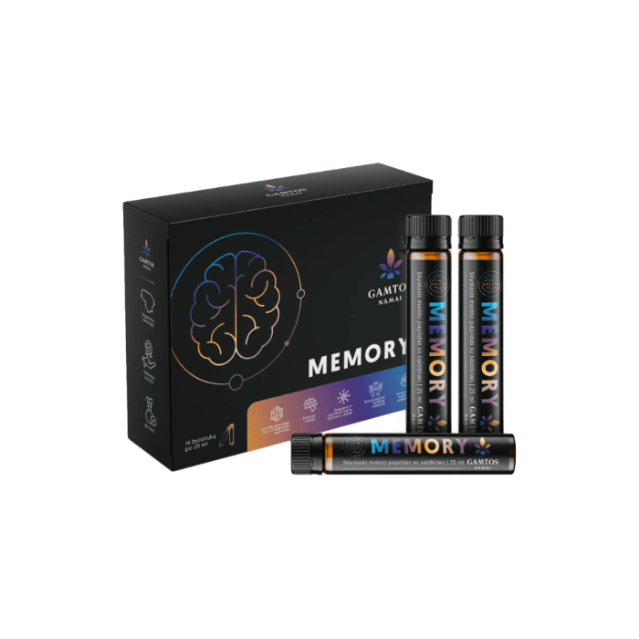 GAMTOS NAMAI skystas maisto papildas MEMORY, 25 ml x 14, nuo 18 m. vnt.