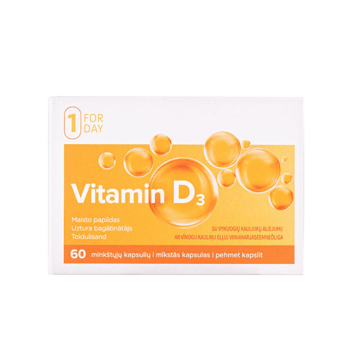 FORDAY VITAMINAS D3, 60 minkštų kapsulių-1