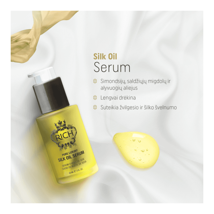 RICH aliejinis plaukų serumas PURE LUXURY SILK OIL SERUM, 60 ml-1