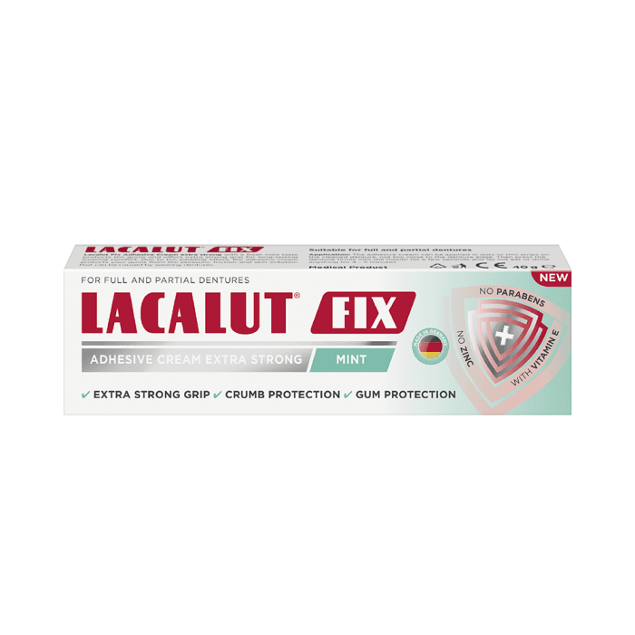 LACALUT ypač stiprus fiksuojamasis kremas FIX, šviežių mėtų skonio, 40 g