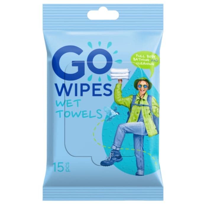 GOWIPES, Drėgni rankšluosčiai "Camping", 15 vnt.