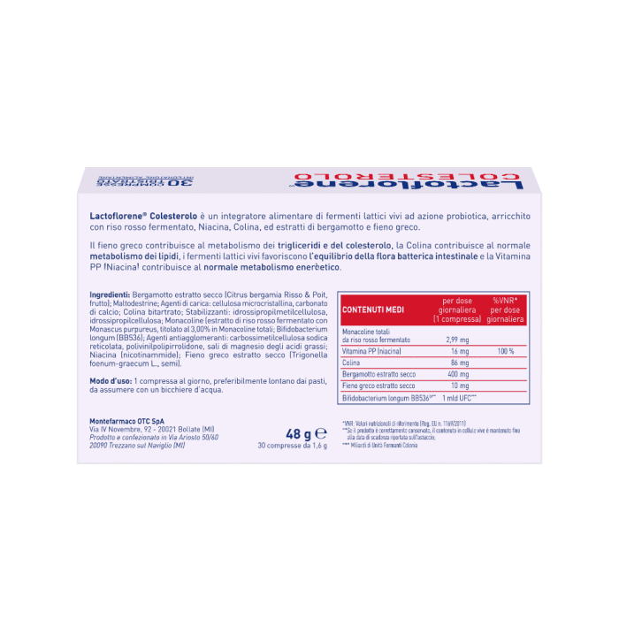 LACTOFLORENE COLESTEROLO TABS, nuo 18 m., 30 tablečių-2