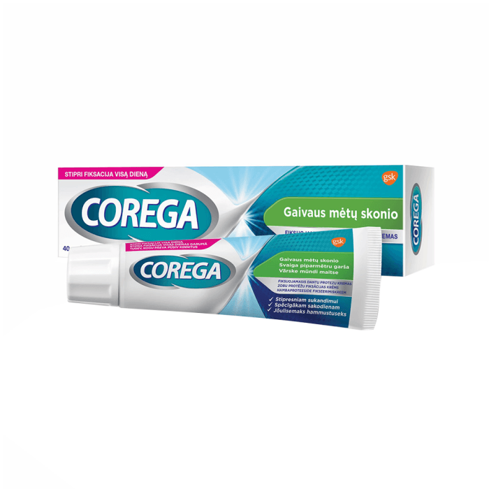 COREGA fiksuojamasis ypač gaivus dantų protezų kremas, 40 g-1