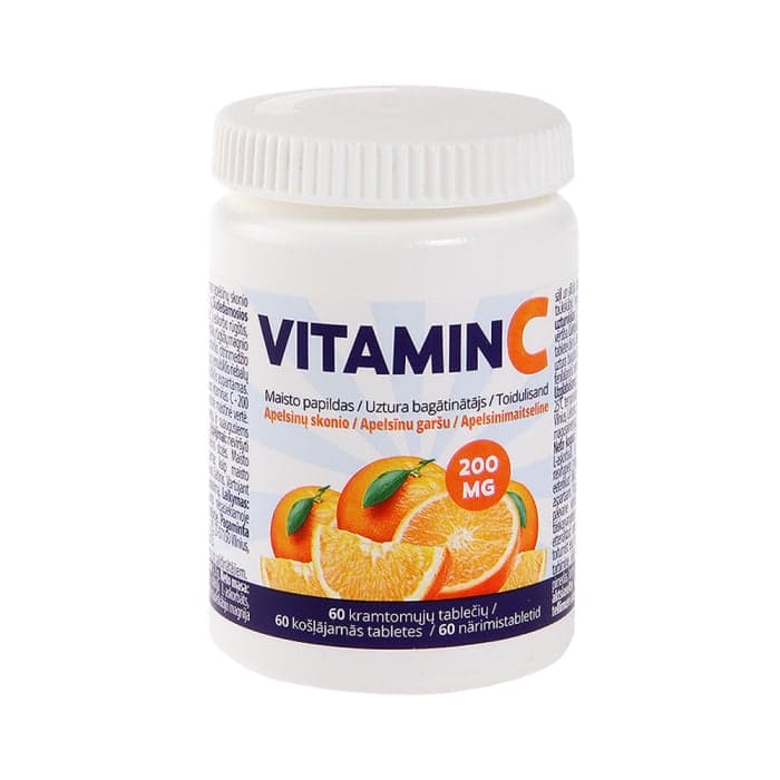 VITAMIN C, apelsinų skonio, 60 kramtomųjų tablečių-1