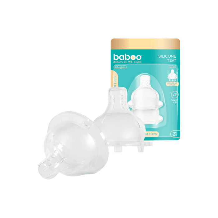 BABOO® antikolinis silikoninis žindukas, vidutinės tėkmės, 2 vnt, 3+ mėn, 2 vnt.