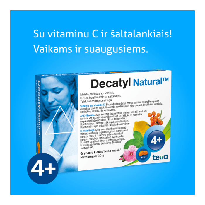 DECATYL NATURAL, 12 pastilių-1