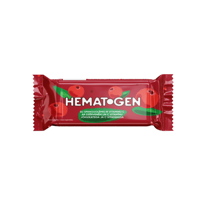 HEMATOGEN su spanguolėmis ir vitaminu C, 50 g